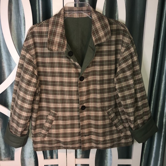 Vintage Braetan Army Green/Plaid Reversible Womens Barn Jacket - Picture 7 of 10